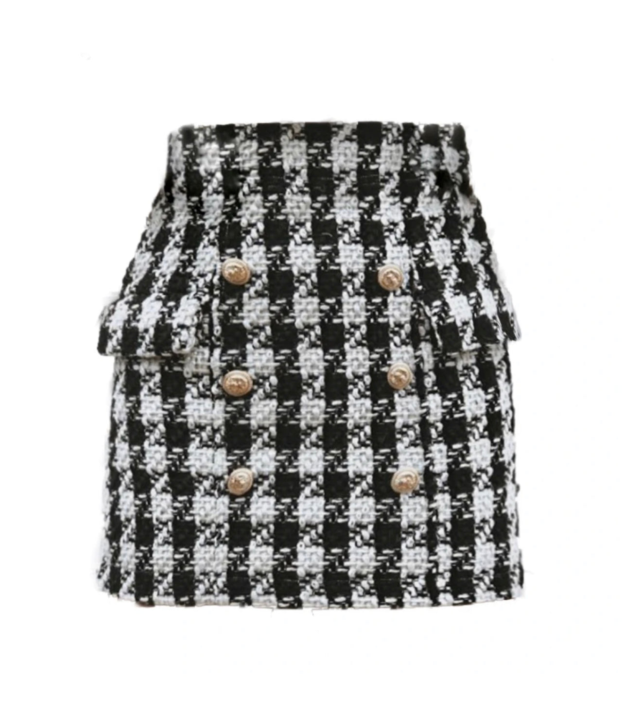 Lila Houndstooth Tweed Skirt