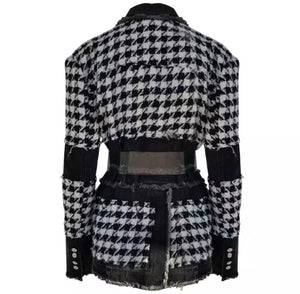 Kiki Houndstooth Denim Jacket