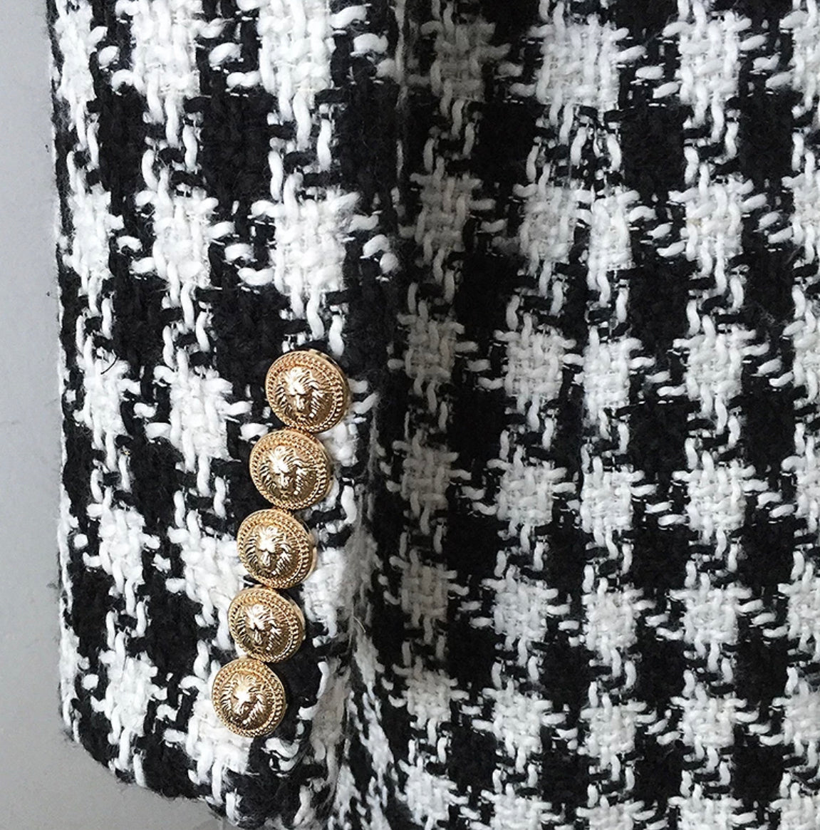 Houndstooth Wool Coat