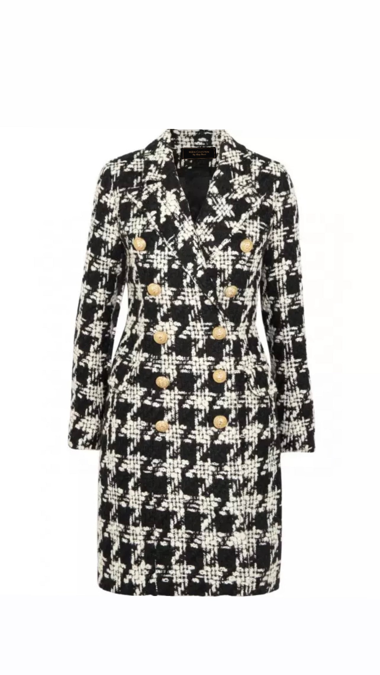 Houndstooth Wool Coat