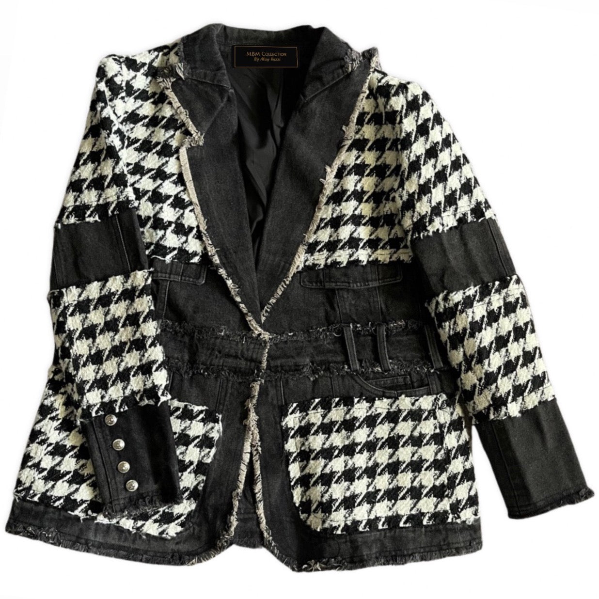 Kiki Houndstooth Denim Jacket